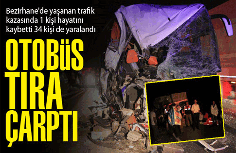 Otobüs Tıra Arkadan Çarptı