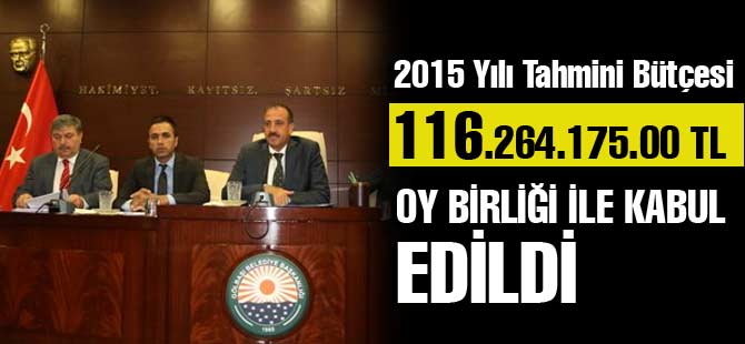 2015 Yılı Tahmini Bütçesi Kabul Edildi