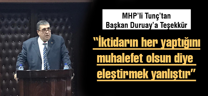 Tunç'tan Duruay'a teşekkür